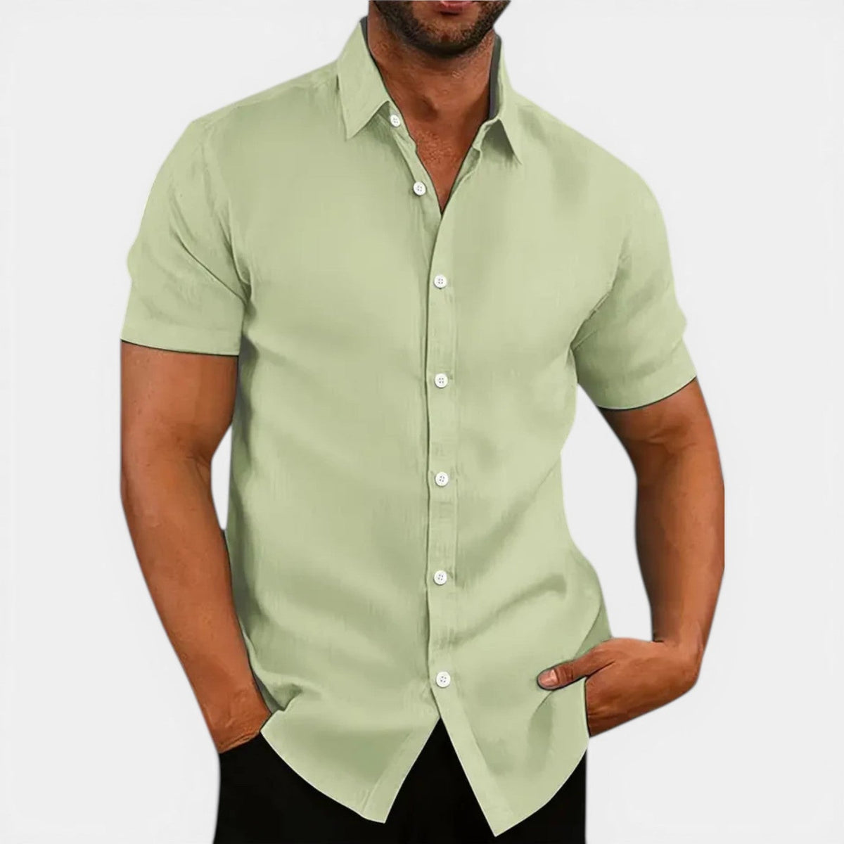 Men's slim fit linen-look shirt – colour option