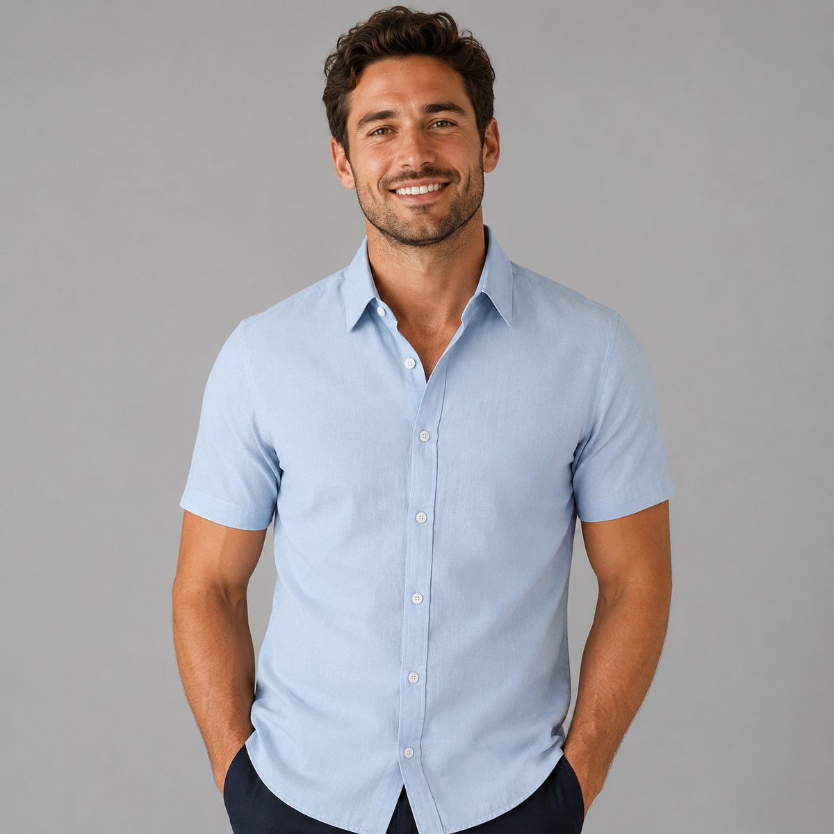 Men's slim fit linen-look shirt – colour option