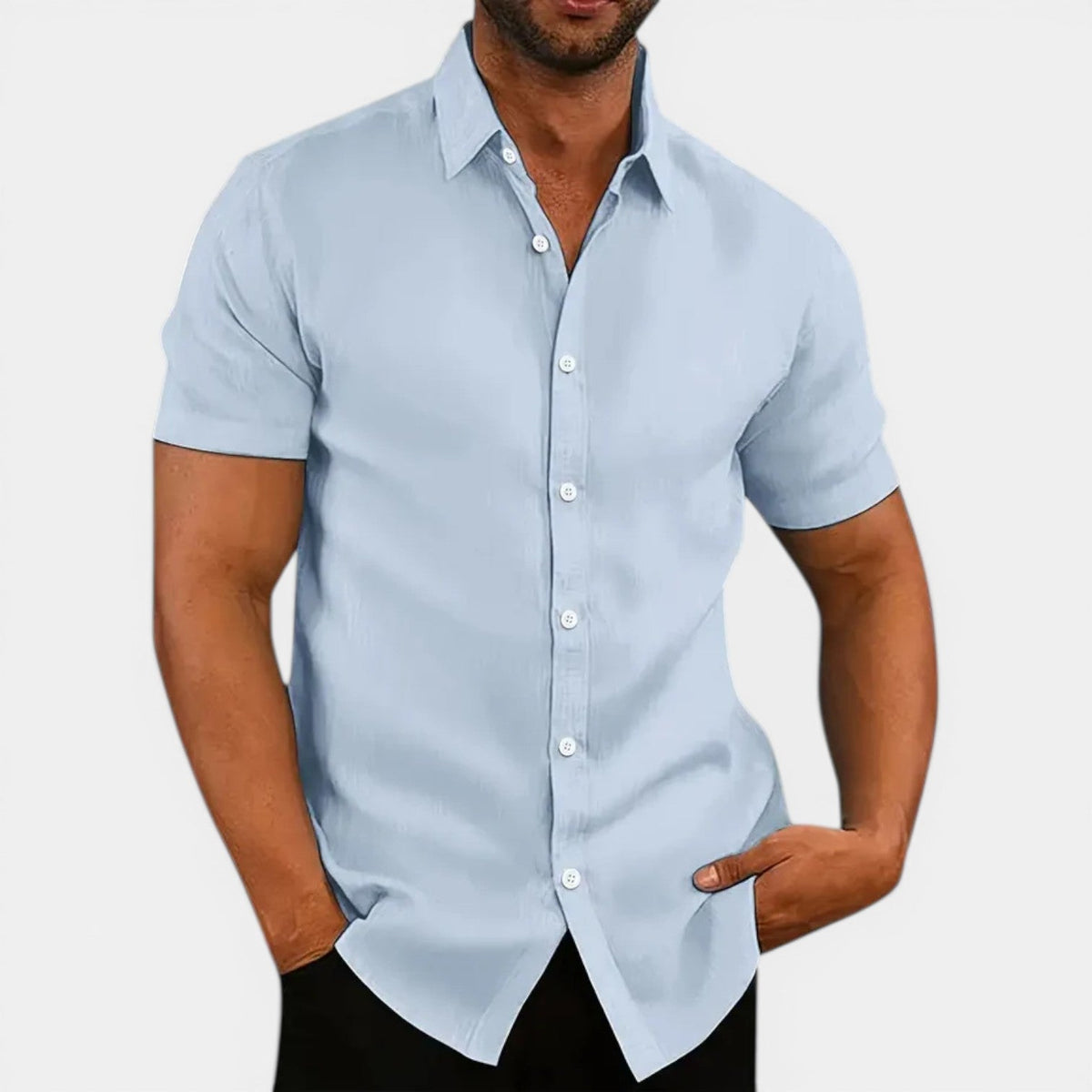 Men's slim fit linen-look shirt – alternate view