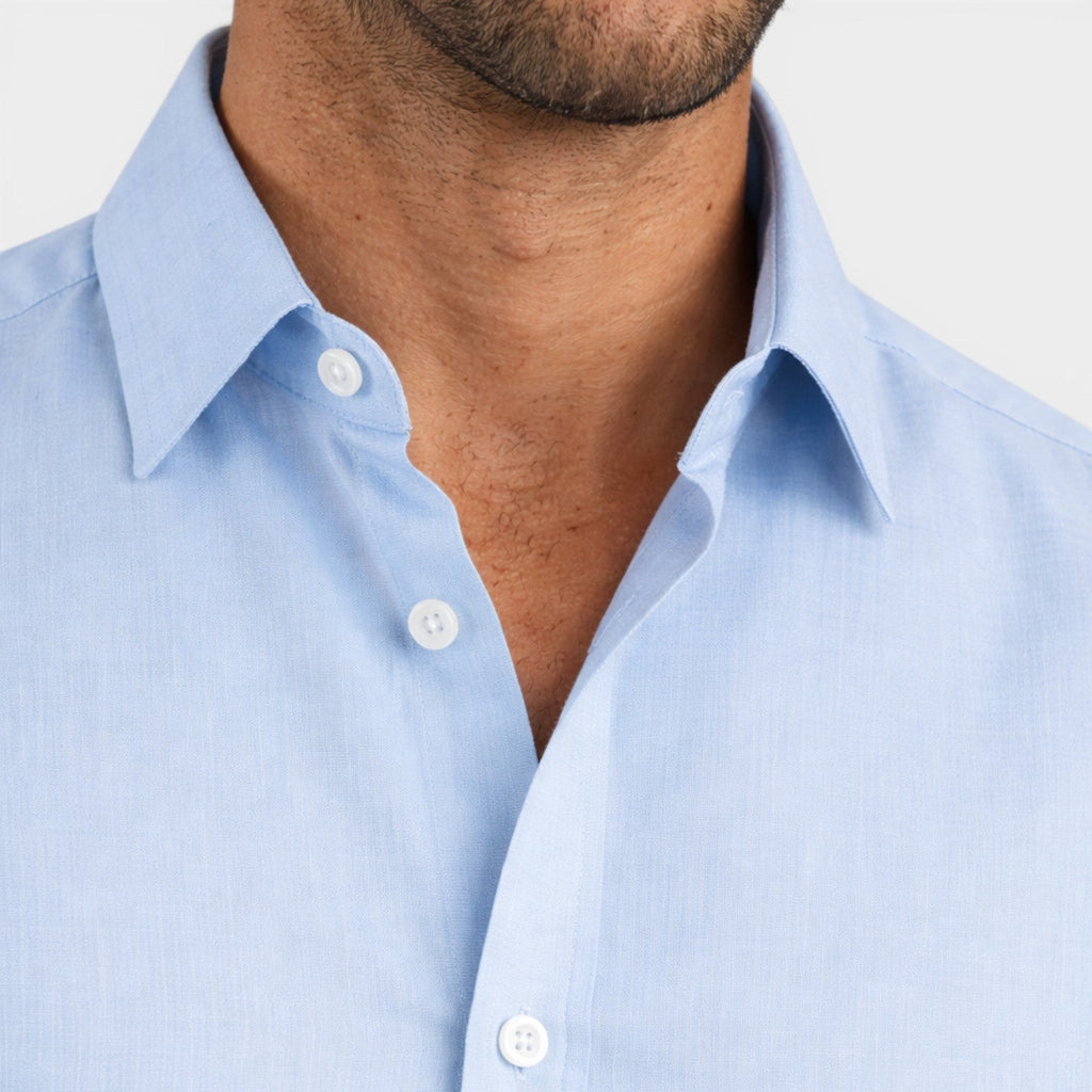 Men's slim fit linen-look shirt – detail view