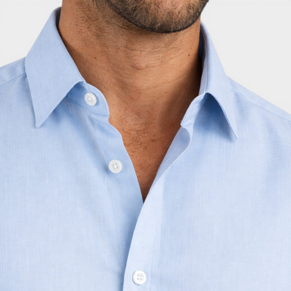Men's slim fit linen-look shirt – detail view