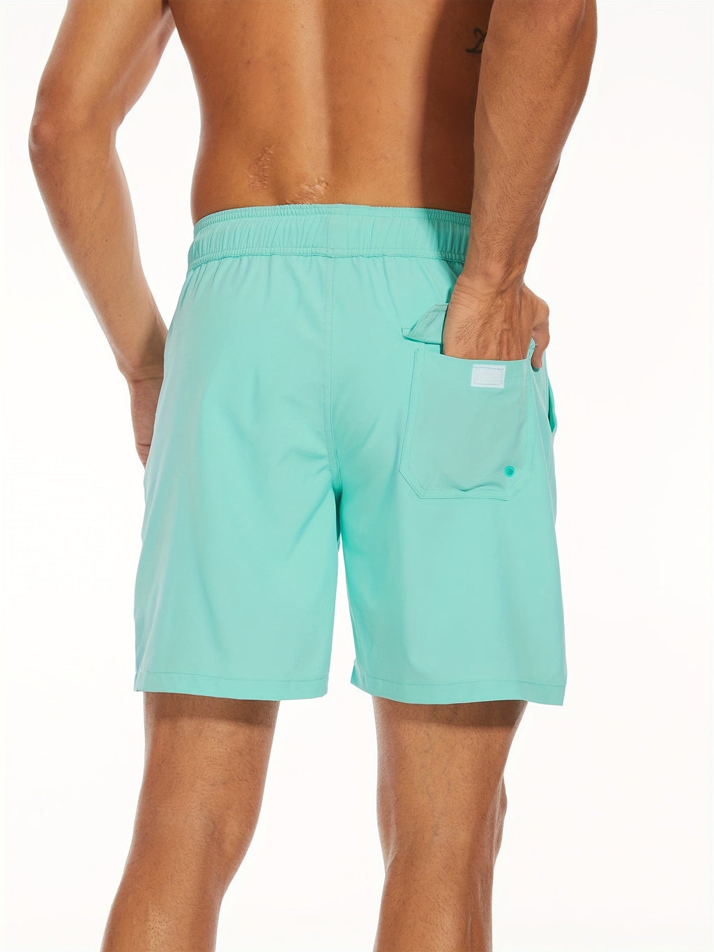 Men's Solid Colour Swim Shorts with Compression Liner