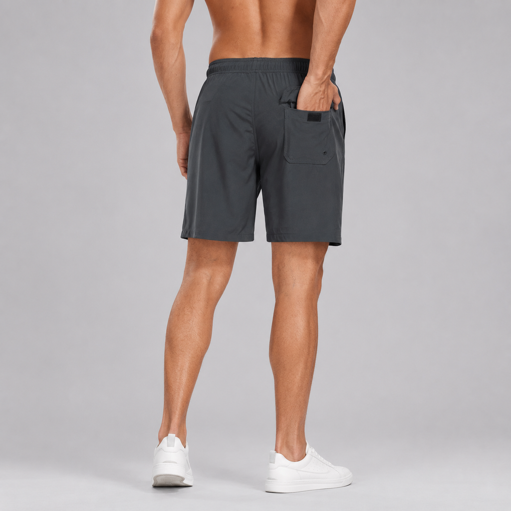 Men's Solid Colour Swim Shorts with Compression Liner