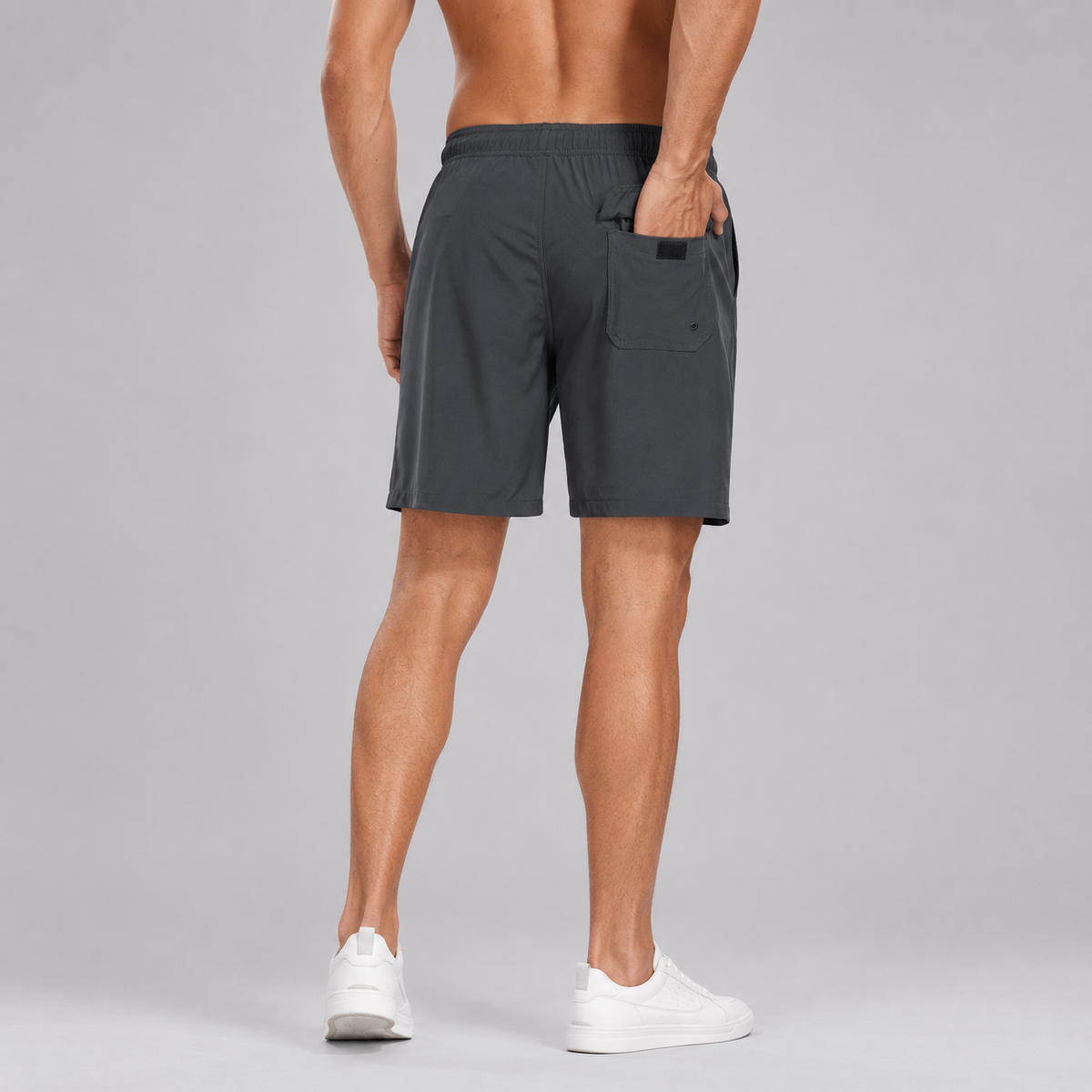 Men's Solid Colour Swim Shorts with Compression Liner