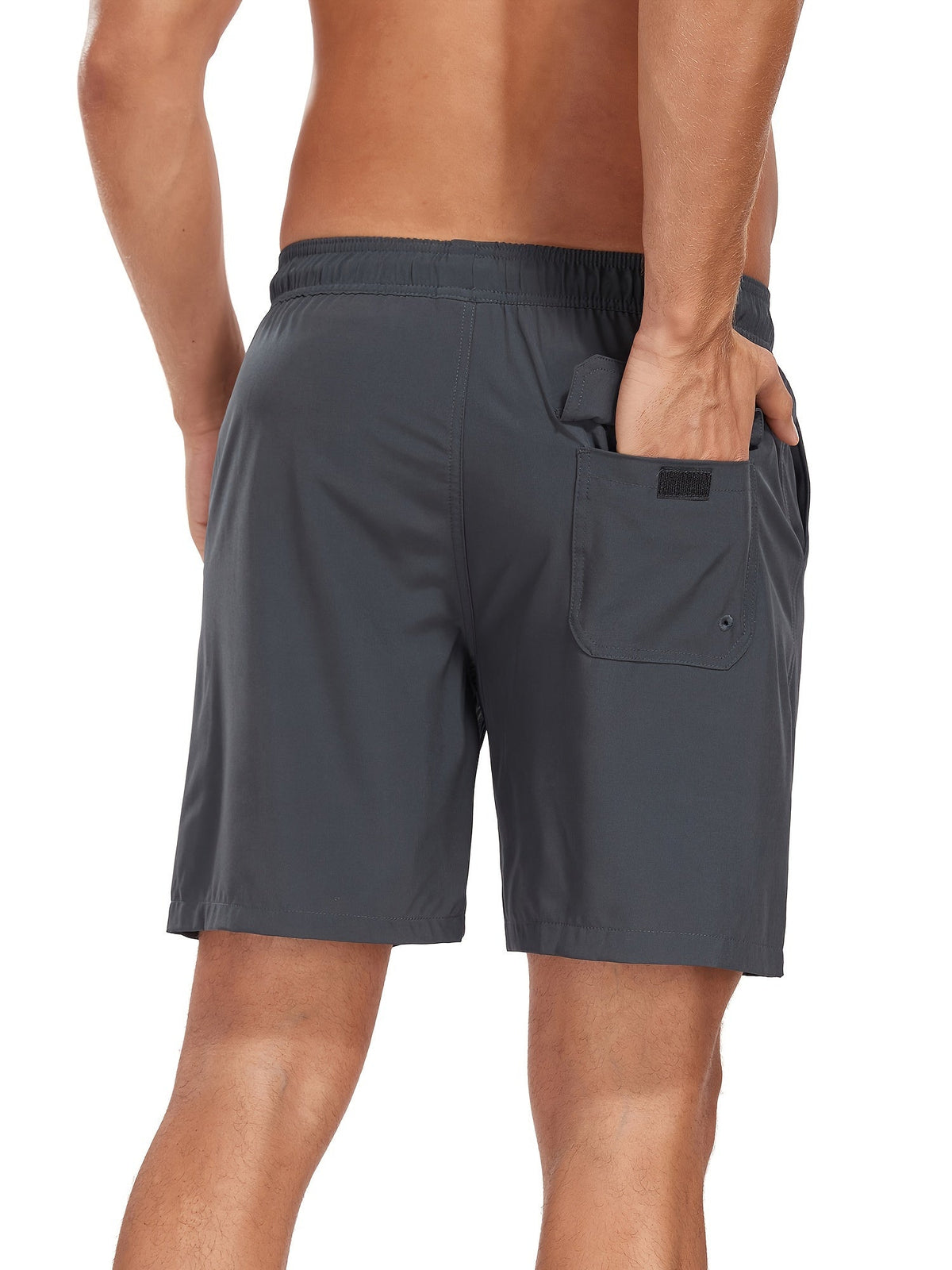 Men's Solid Colour Swim Shorts with Compression Liner