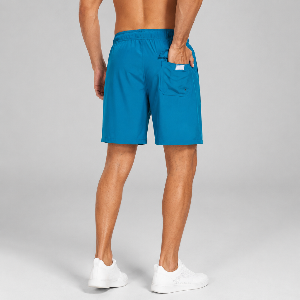 Men's Solid Colour Swim Shorts with Compression Liner