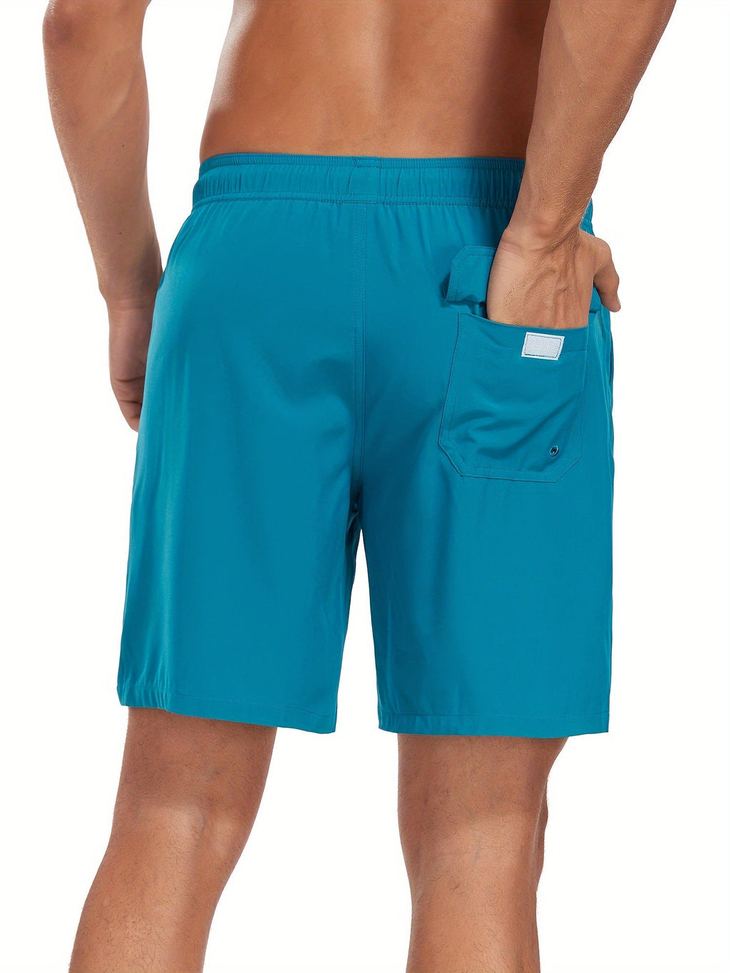 Men's Solid Colour Swim Shorts with Compression Liner