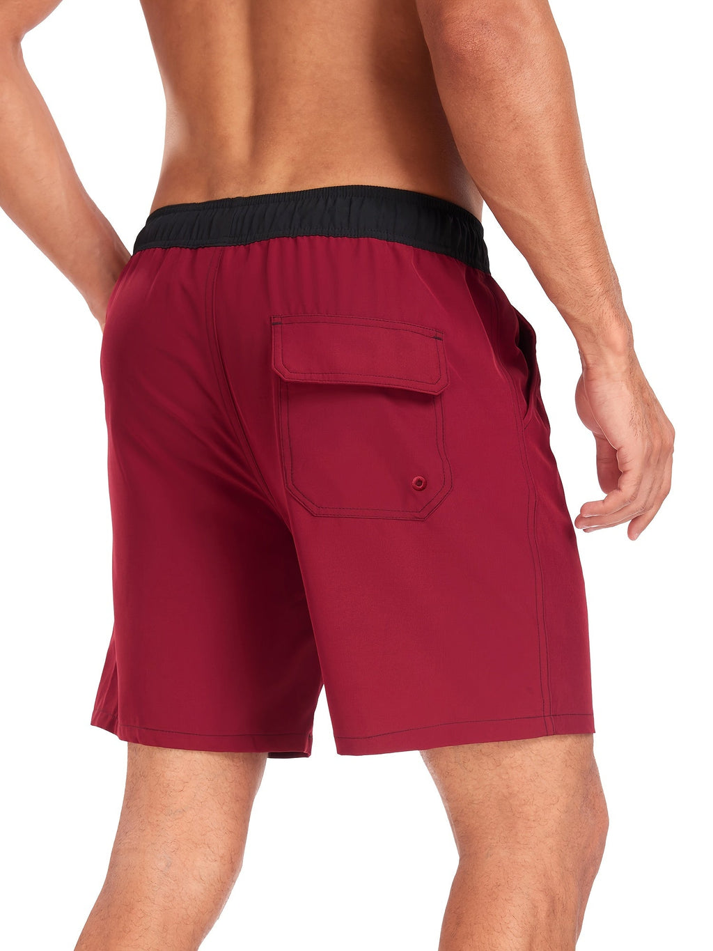 Men's Solid Colour Swim Shorts with Compression Liner