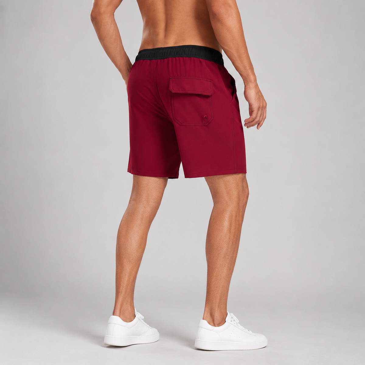Men's Solid Colour Swim Shorts with Compression Liner