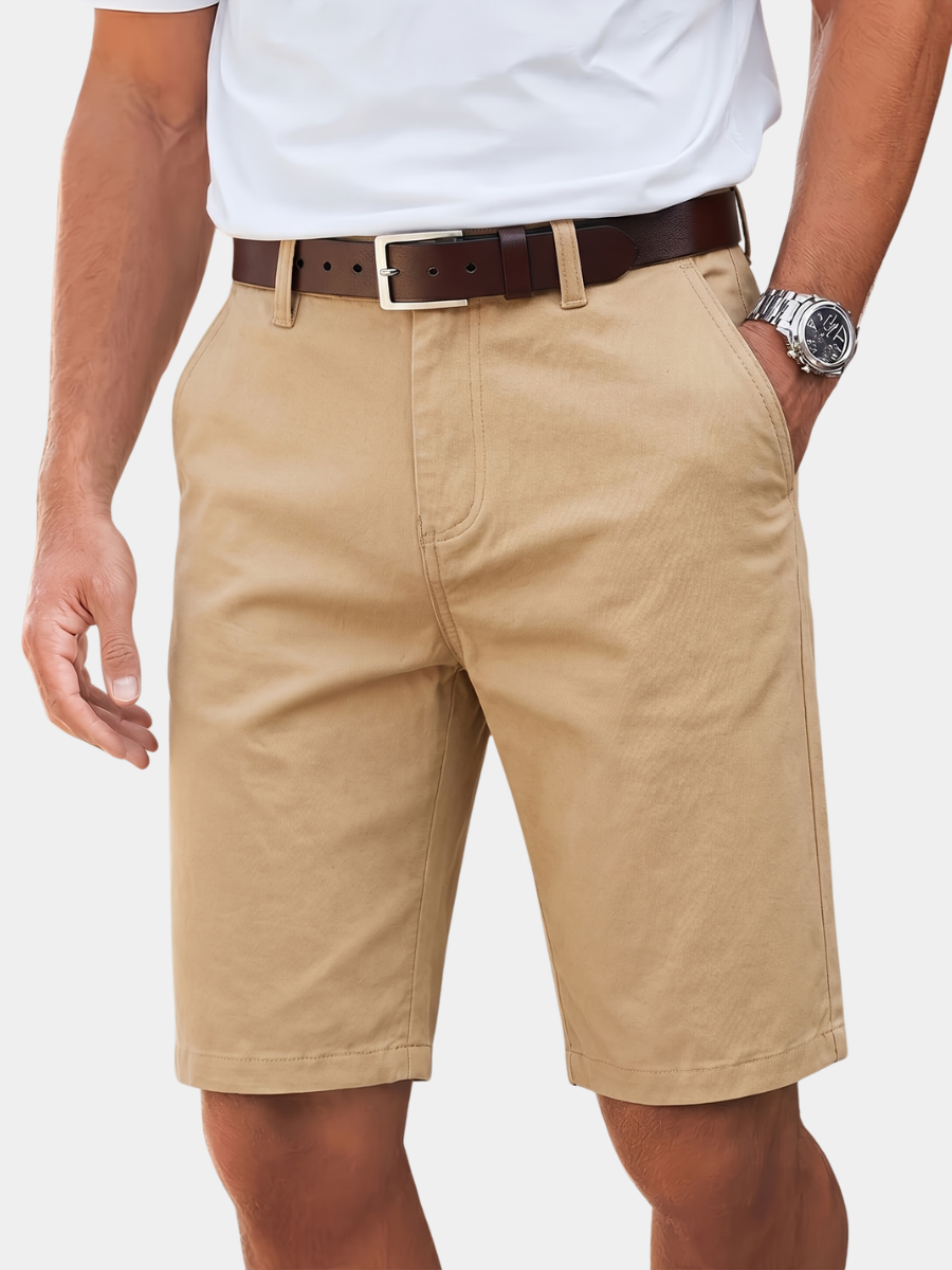 Men's straight fit cotton twill knee-length chino shorts