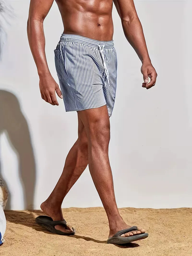 Men's striped swim shorts – alternate view