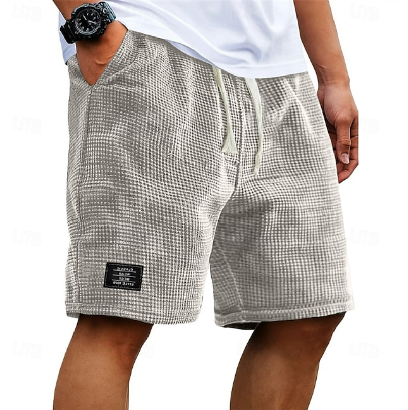 Men's waffle texture drawstring shorts – colour option