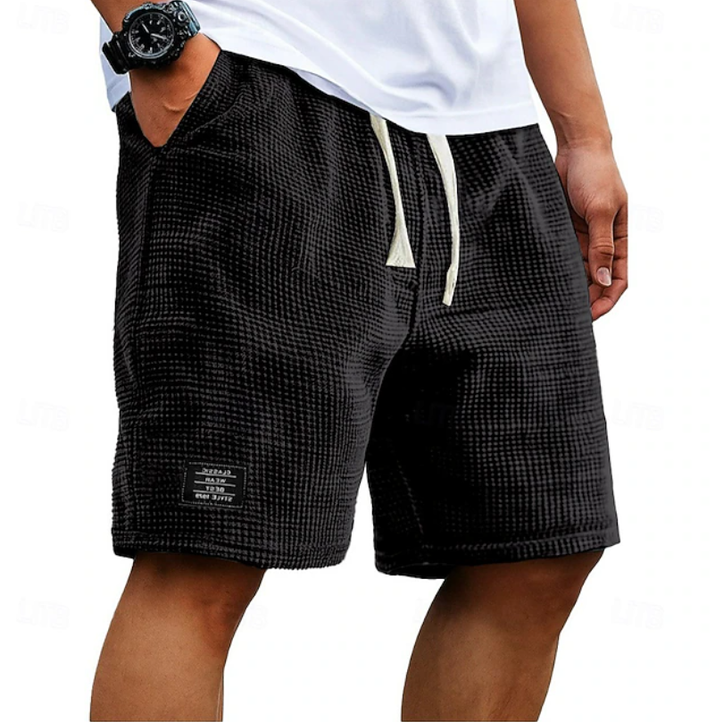 Men's waffle texture drawstring shorts – colour option