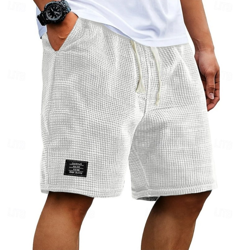 Men's waffle texture drawstring shorts – detail view