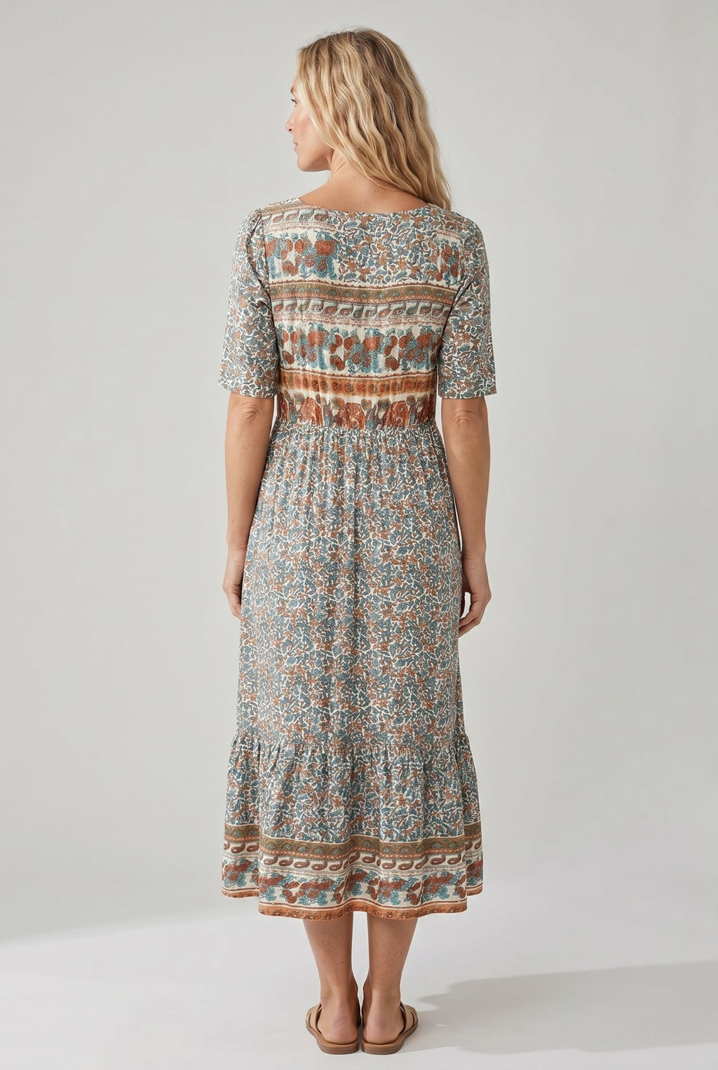 Boho floral tiered midi dress – print option