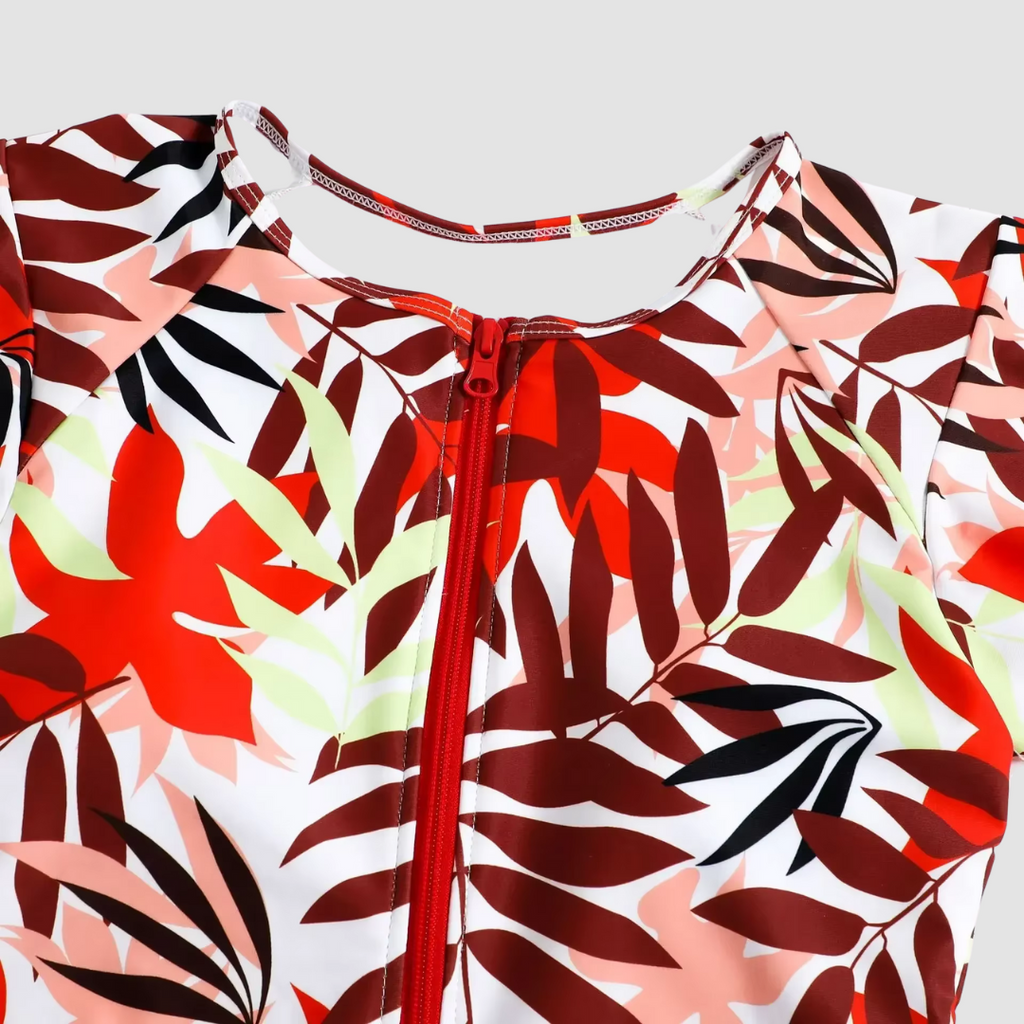 Women's Camo Zip-Front Bandeau One-Piece Swimsuit