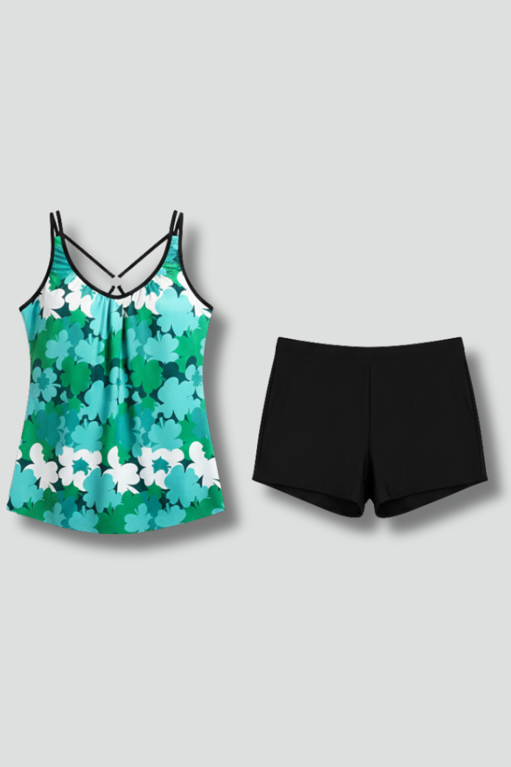 Criss-cross V-neck tankini set – detail view
