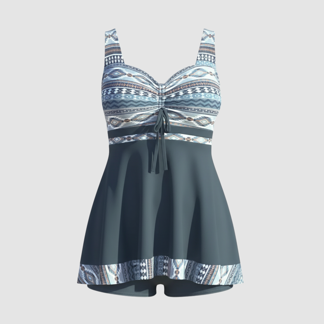 Women's Figure-Shaping Sweetheart Swim Dress with Built-In Shorts