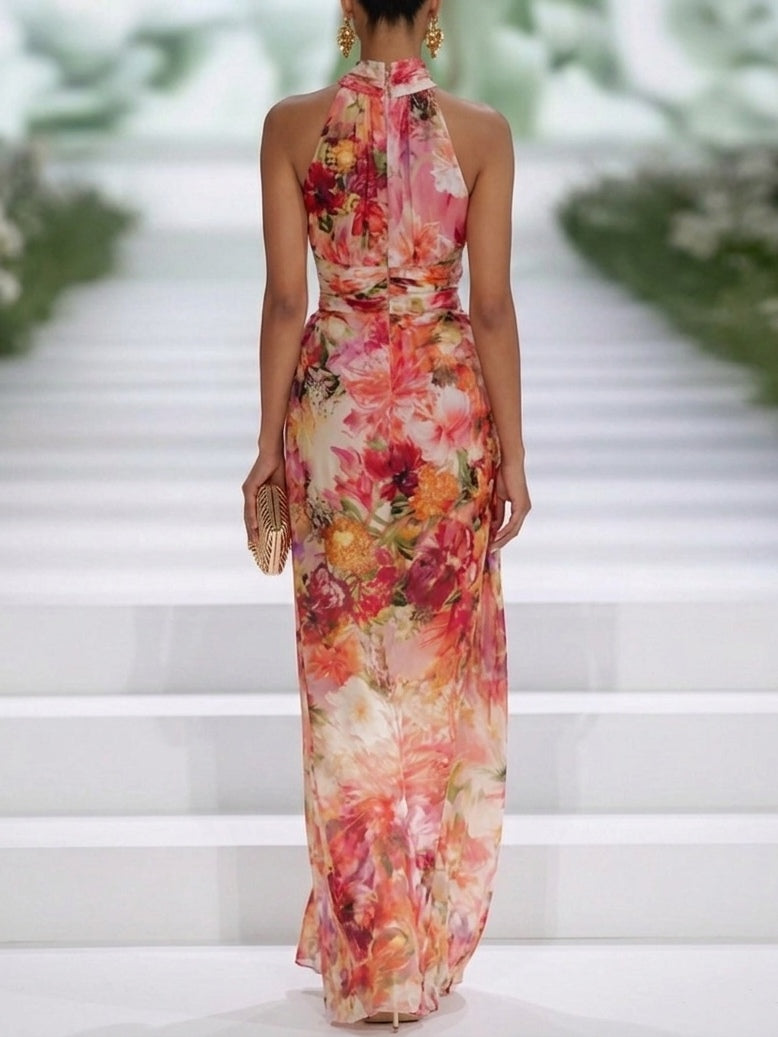 Floral halter maxi dress – colour option
