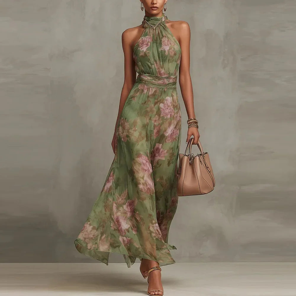 Floral halter maxi dress – colour option