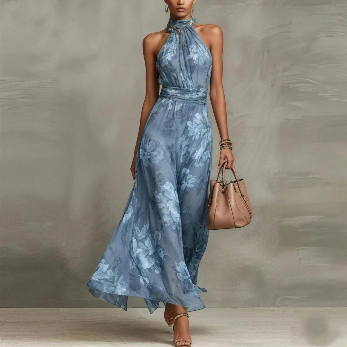 Floral halter maxi dress – alternate view