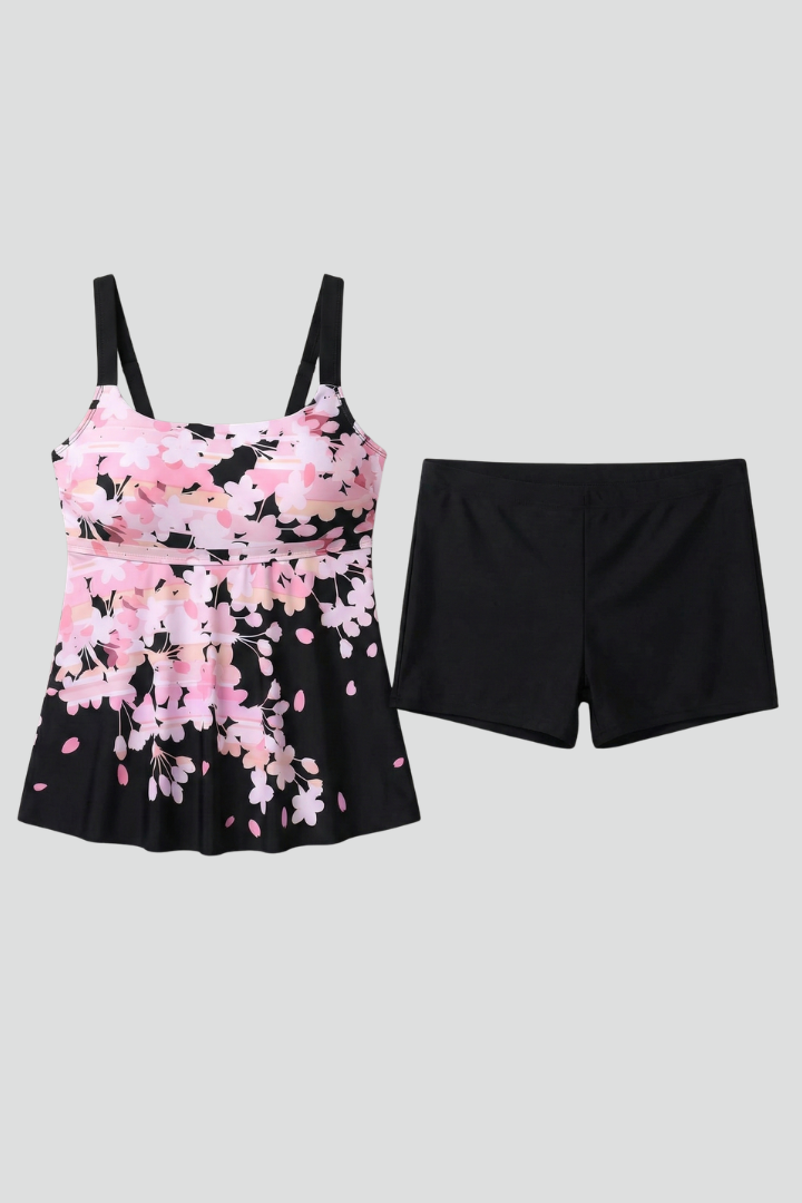 Floral scoop neck tankini – colour option