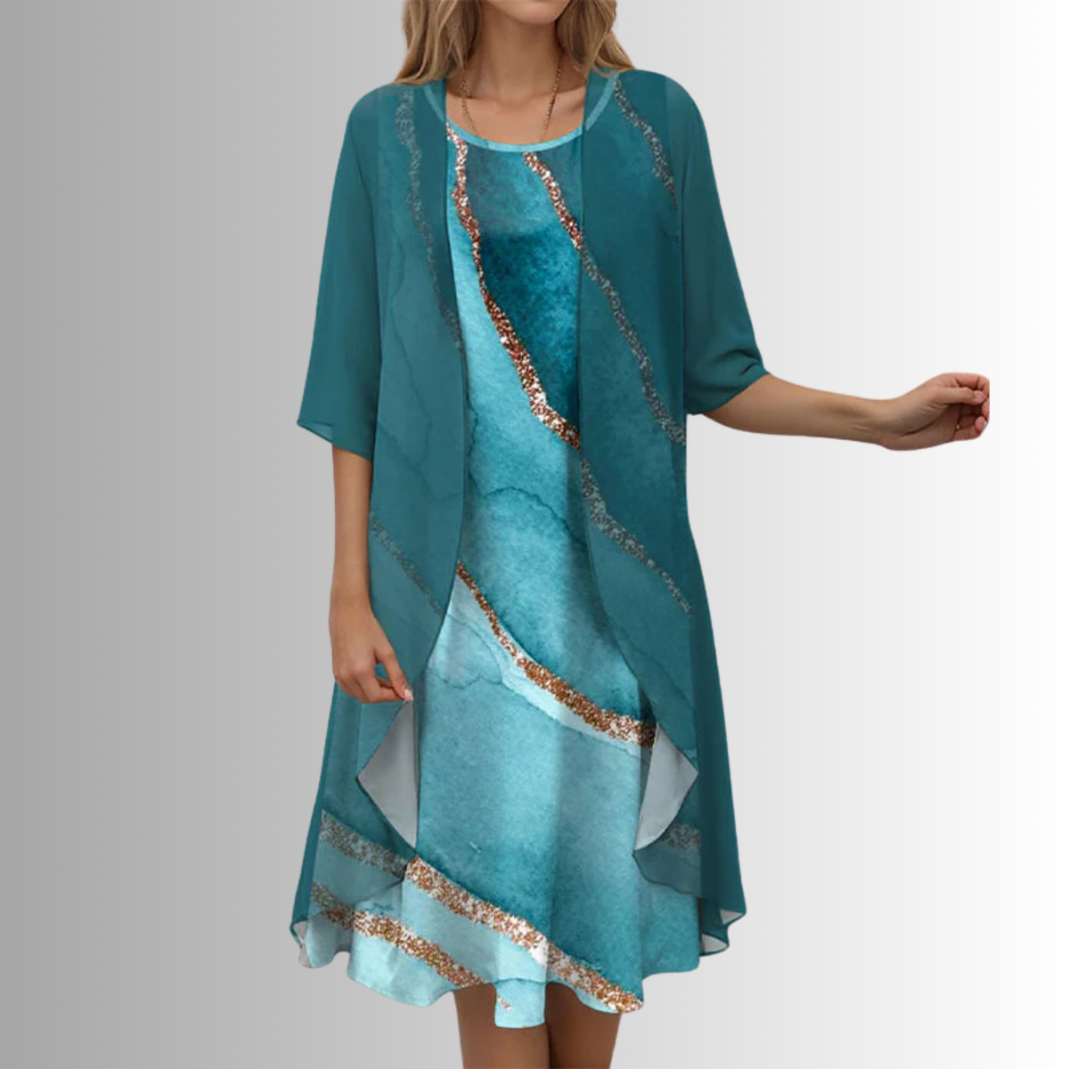 Floral slip midi dress and duster set – colour option