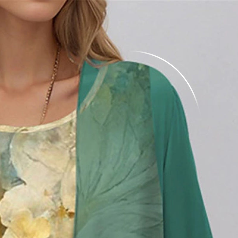 Women's Floral Slip Midi Dress and Chiffon Duster Set