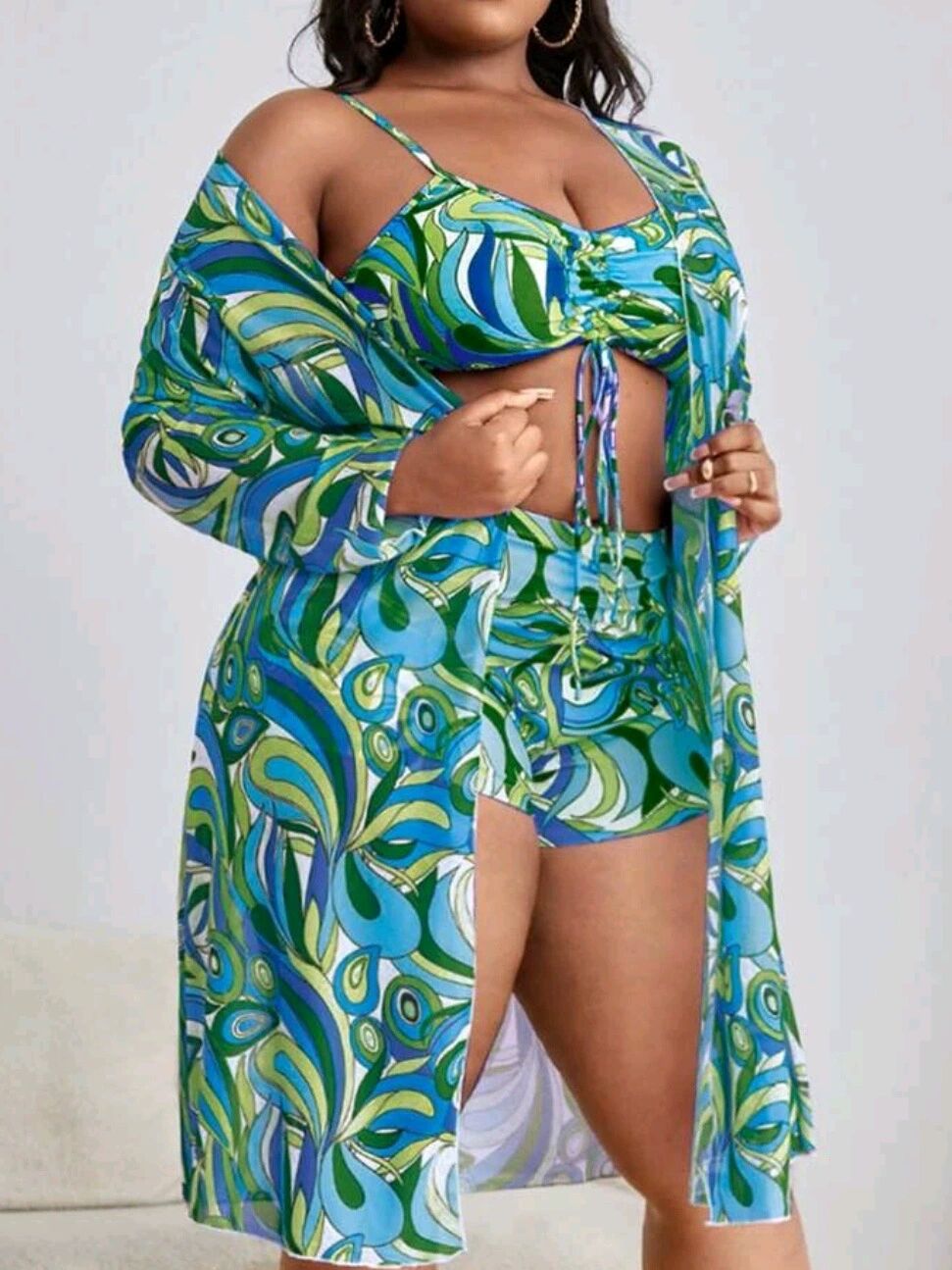 Floral three-piece swim set – detail view
