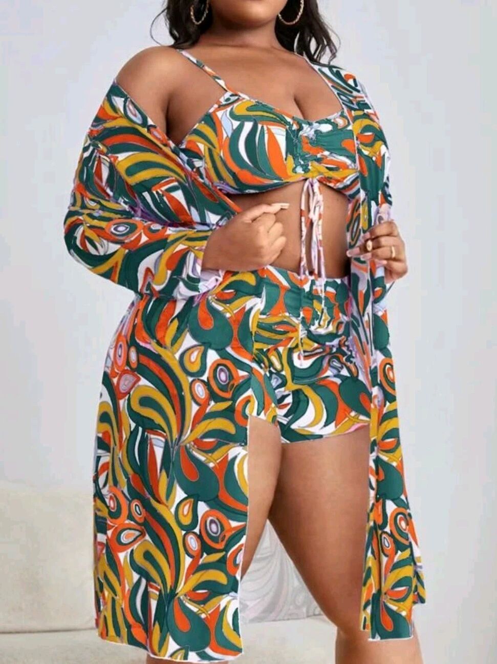 Floral three-piece swim set – detail view