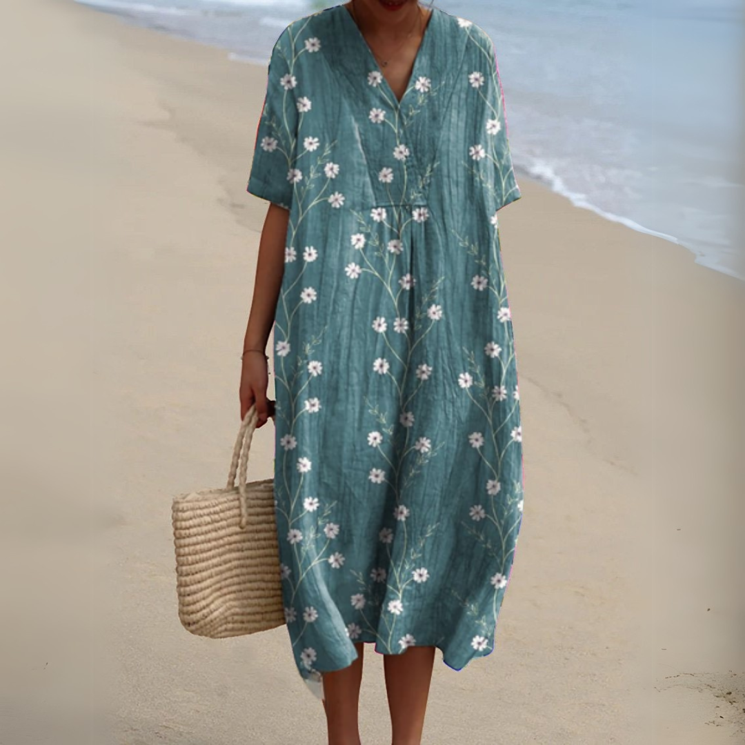 Women's floral cotton-linen blend dress – print option