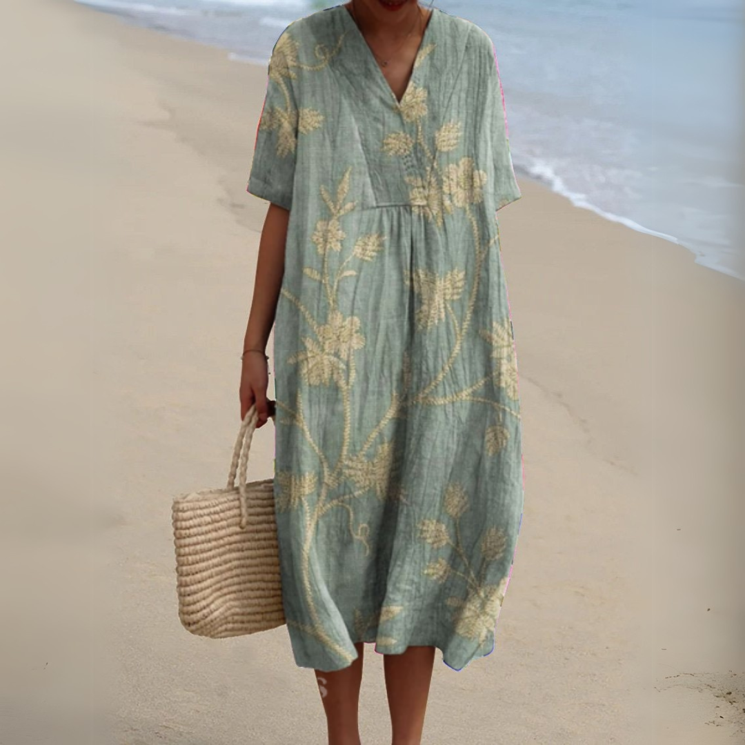 Women's floral cotton-linen blend dress – print option