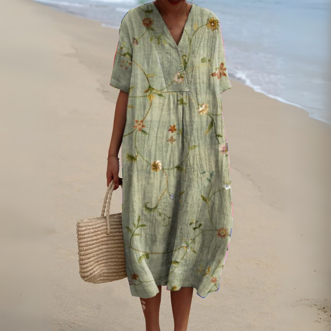Women's floral cotton-linen blend dress – print option