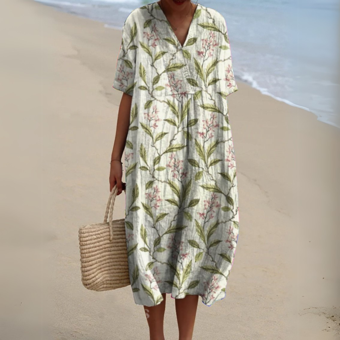 Women's floral cotton-linen blend dress – print option