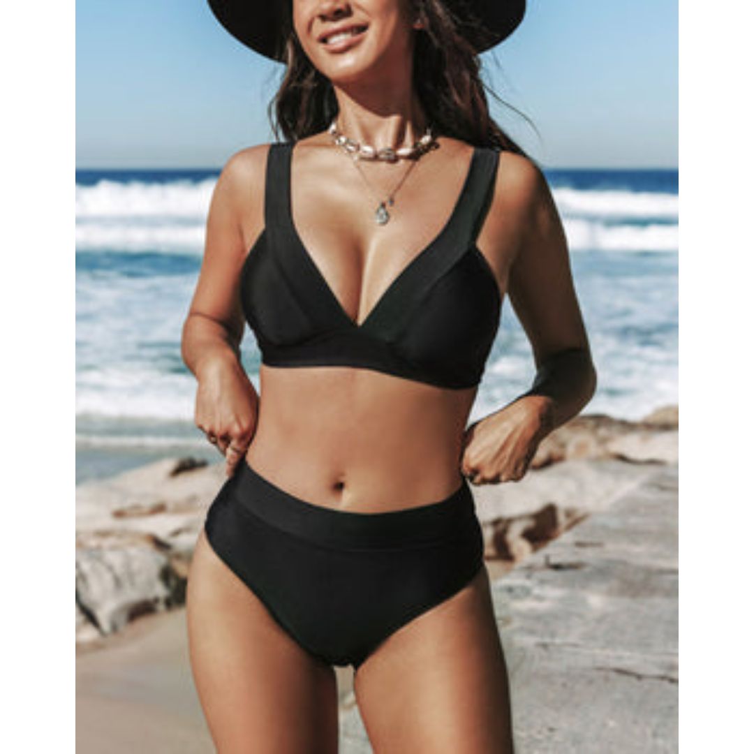 High waisted one-piece swimsuit – back view
