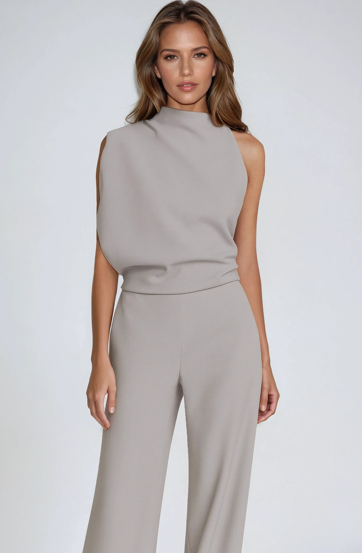 Asymmetric one-shoulder jumpsuit – colour option