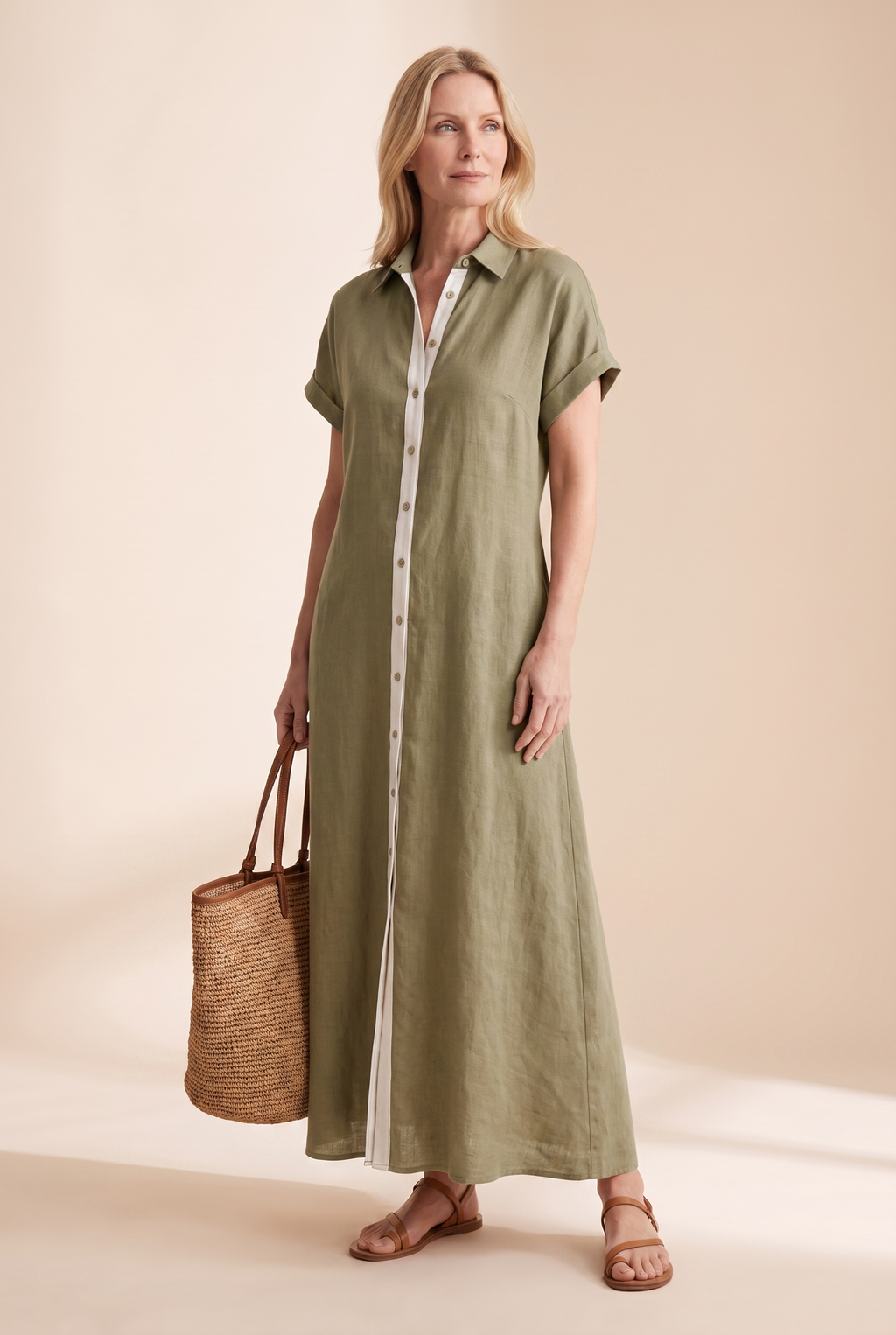 Women's linen-look shirt maxi dress – alternate view