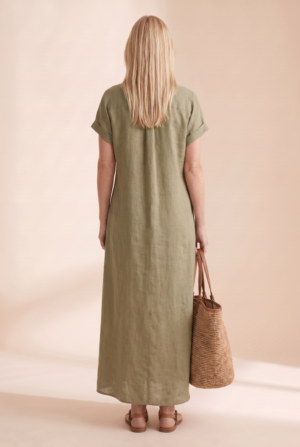 Women's linen-look shirt maxi dress – alternate view