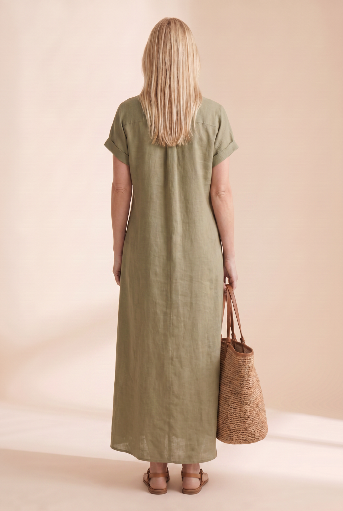 Women's linen-look shirt maxi dress – alternate view