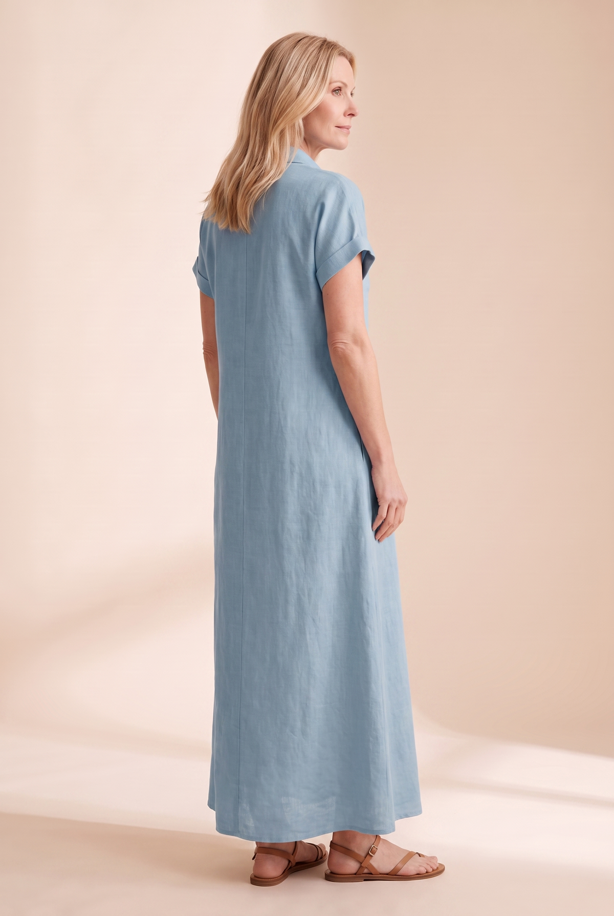 Women's linen-look shirt maxi dress – alternate view