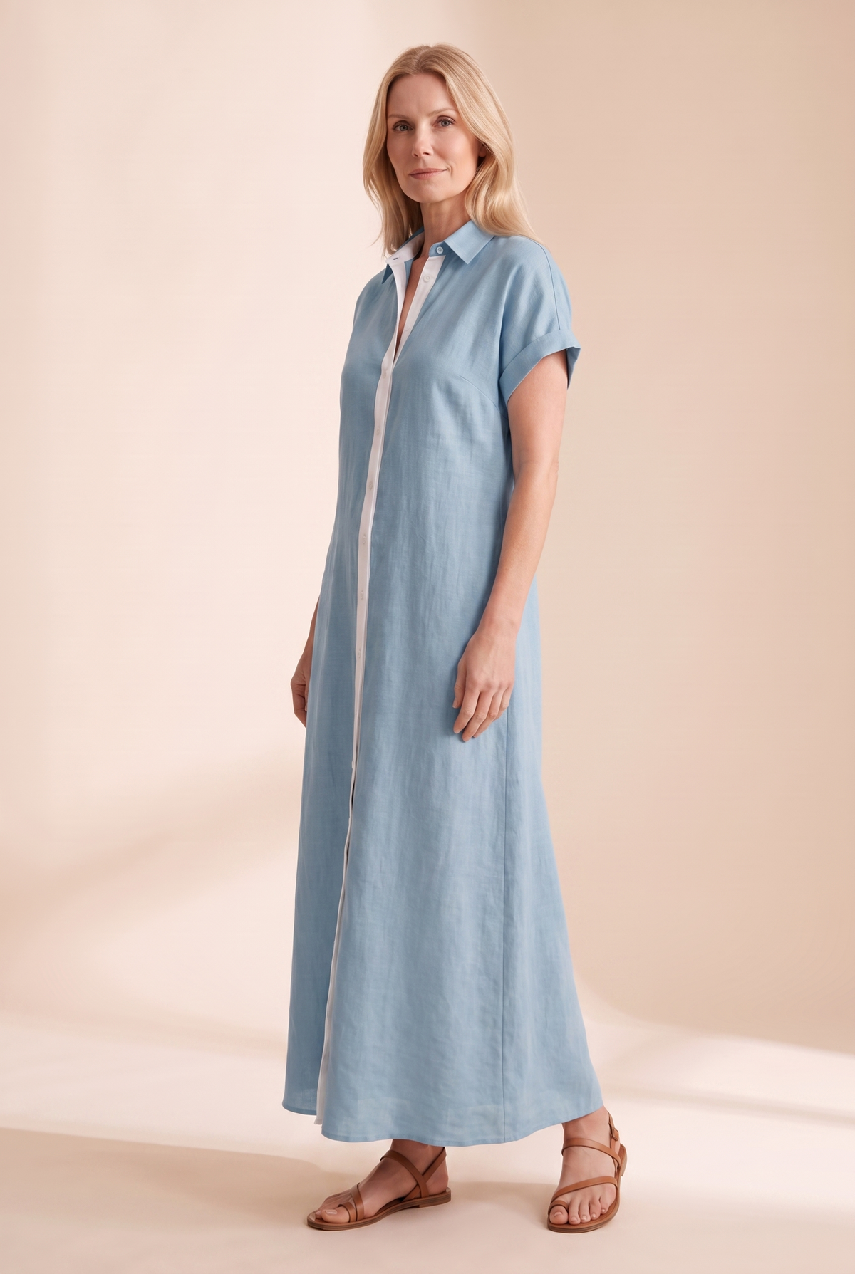 Women's linen-look shirt maxi dress – detail view