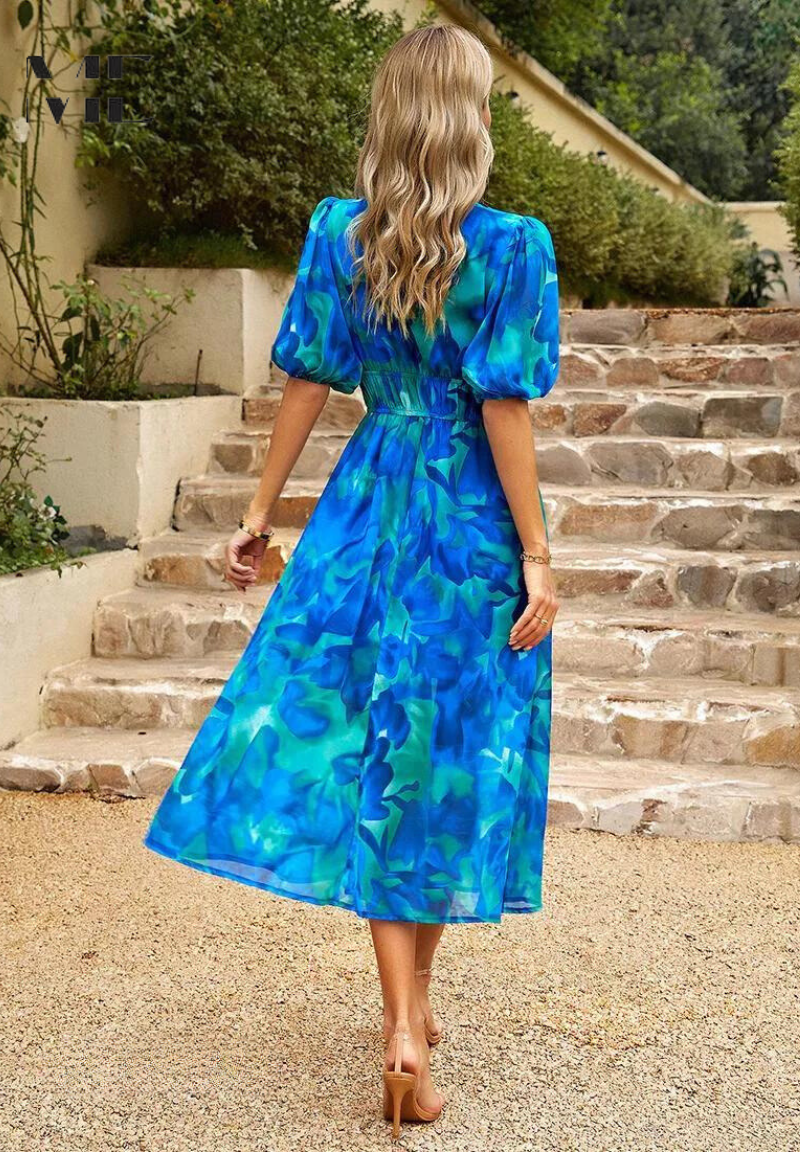 Women's Linen-Look Floral Summer Dress