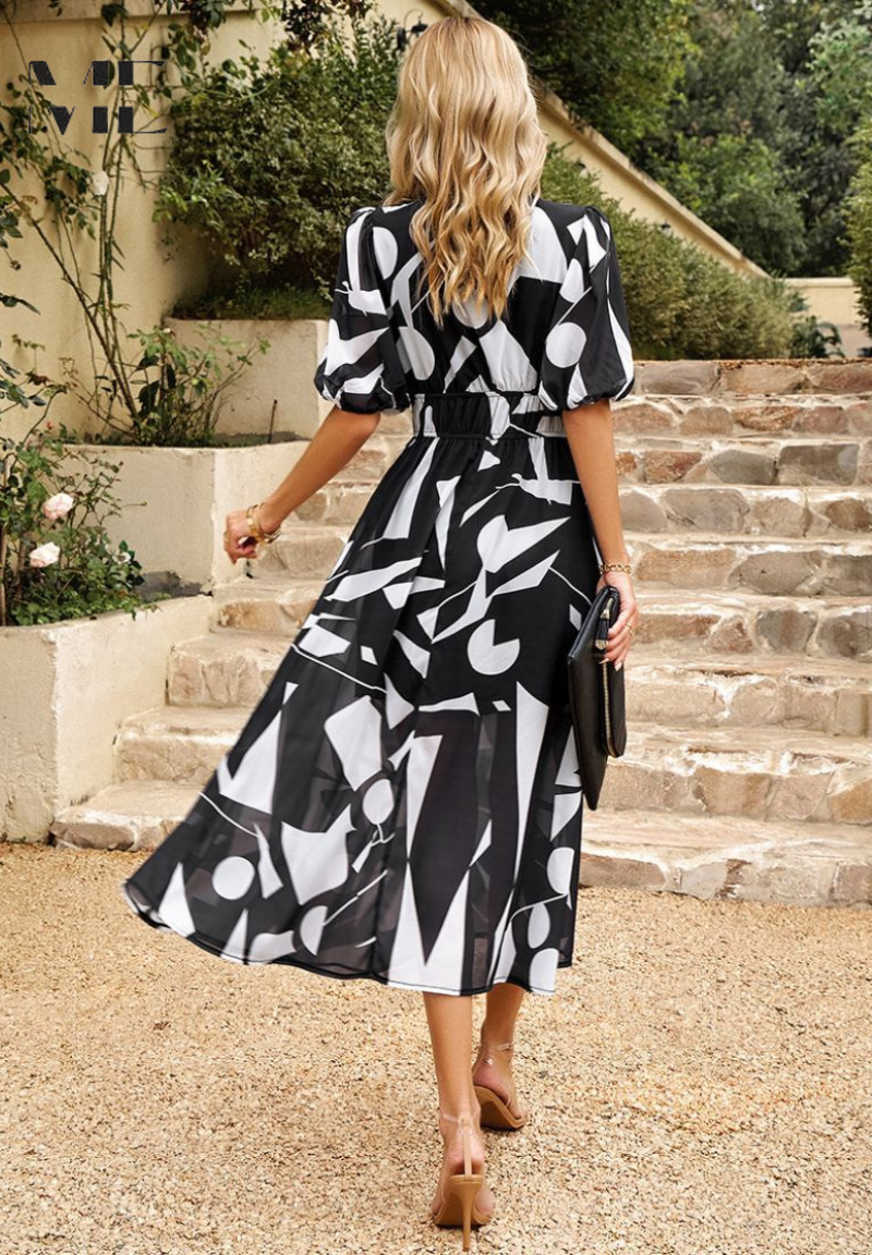 Women's Linen-Look Floral Summer Dress