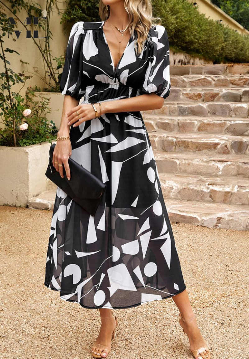 Women's Linen-Look Floral Summer Dress