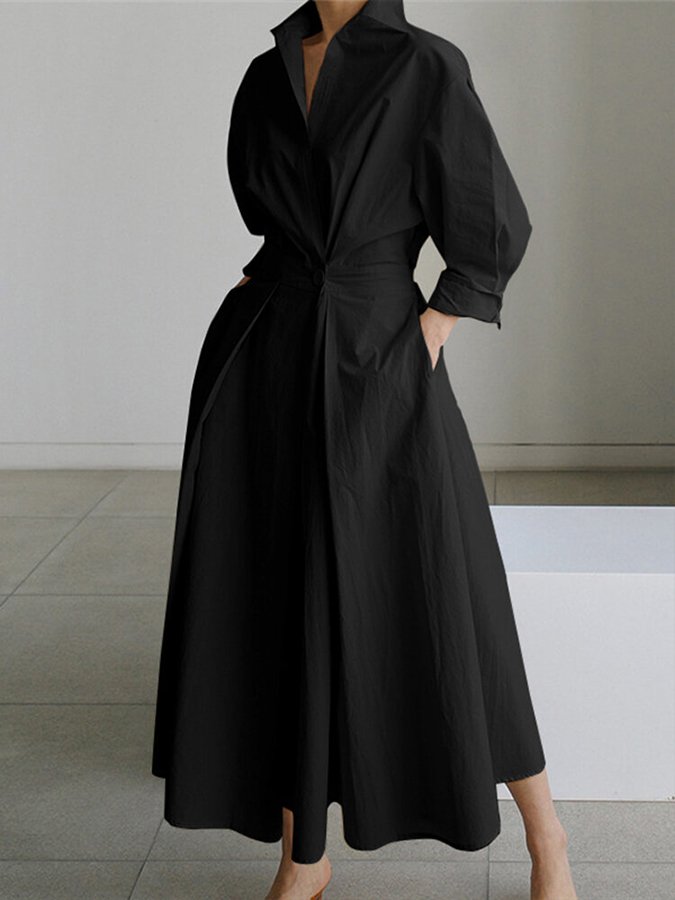 Linen-look flowing maxi dress – colour option