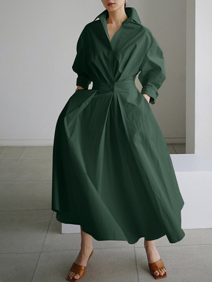 Linen-look flowing maxi dress – colour option