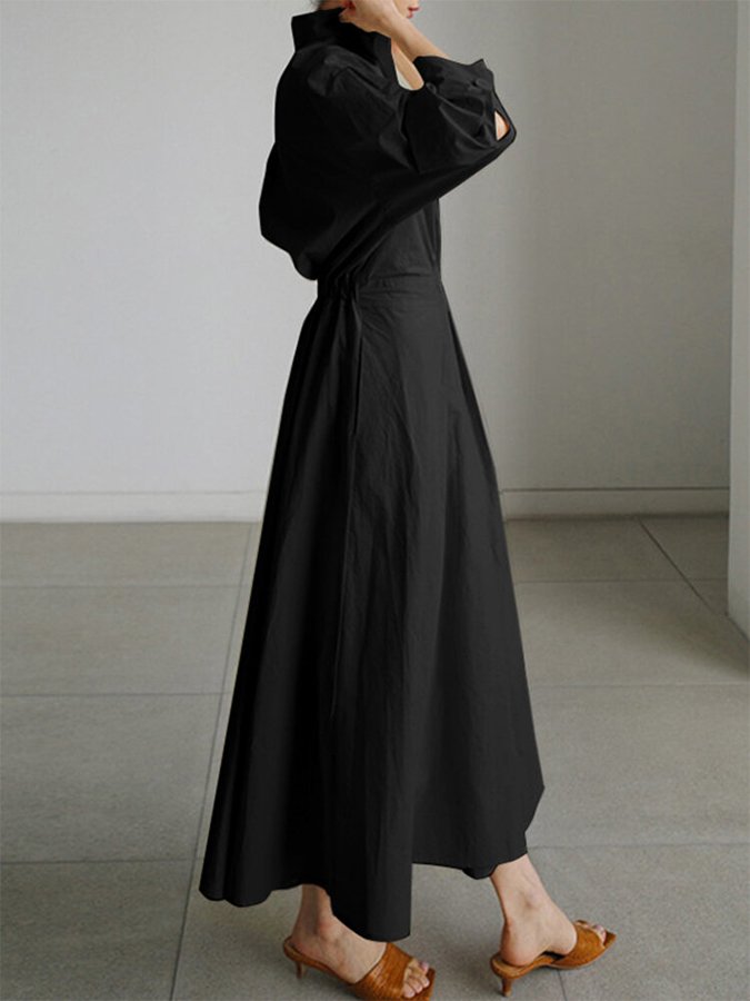 Linen-look flowing maxi dress – detail view