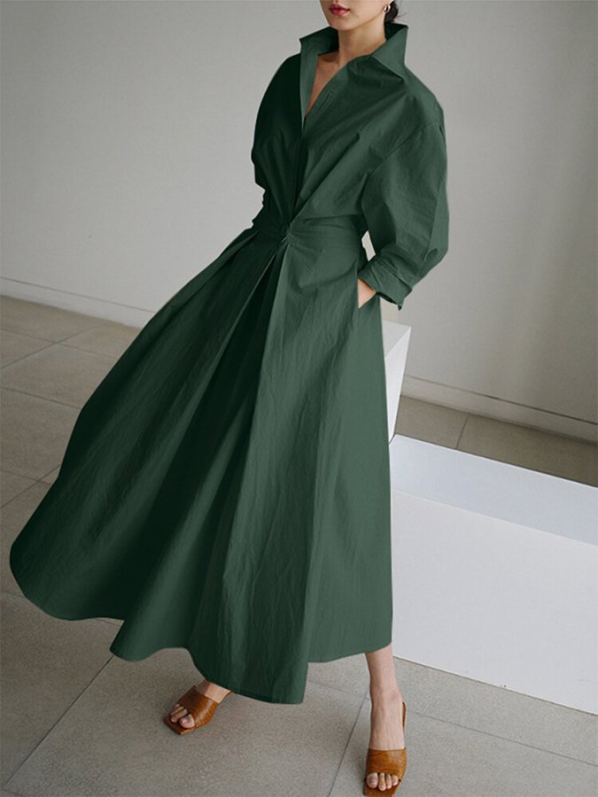 Linen-look flowing maxi dress – detail view