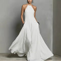 Linen-look halter neck maxi dress – colour option