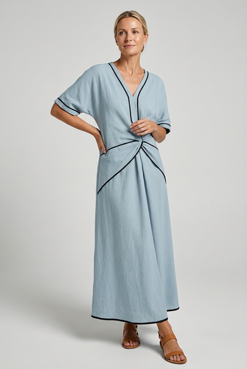 Women's linen-look twist-front maxi dress – alternate view